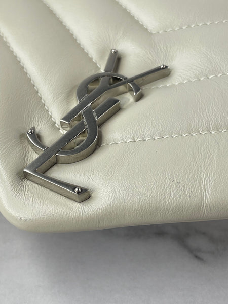 SAINT LAURENT Cream/Off White Small Loulou Matelassé Leather Crossbody/Shoulder Bag