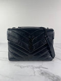 SAINT LAURENT Black Small Loulou Matelassé Leather Crossbody/Shoulder Bag