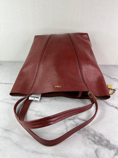 Chloé Burgundy Red Medium Spin Leather Tote Shoulder Bag