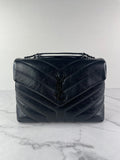 SAINT LAURENT Black Small Loulou Matelassé Leather Crossbody/Shoulder Bag