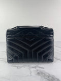 SAINT LAURENT Black Small Loulou Matelassé Leather Crossbody/Shoulder Bag