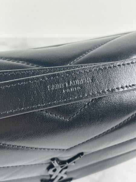 SAINT LAURENT Black Small Loulou Matelassé Leather Crossbody/Shoulder Bag