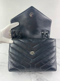 SAINT LAURENT Black Small Loulou Matelassé Leather Crossbody/Shoulder Bag