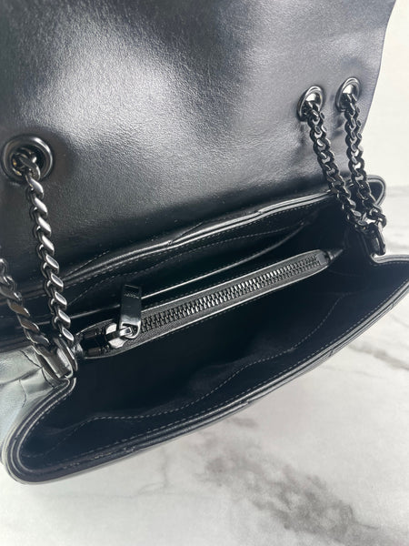 SAINT LAURENT Black Small Loulou Matelassé Leather Crossbody/Shoulder Bag