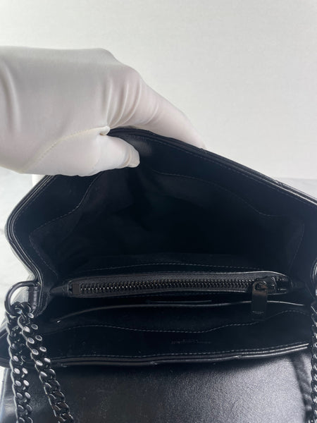 SAINT LAURENT Black Small Loulou Matelassé Leather Crossbody/Shoulder Bag