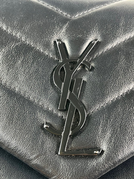 SAINT LAURENT Black Small Loulou Matelassé Leather Crossbody/Shoulder Bag