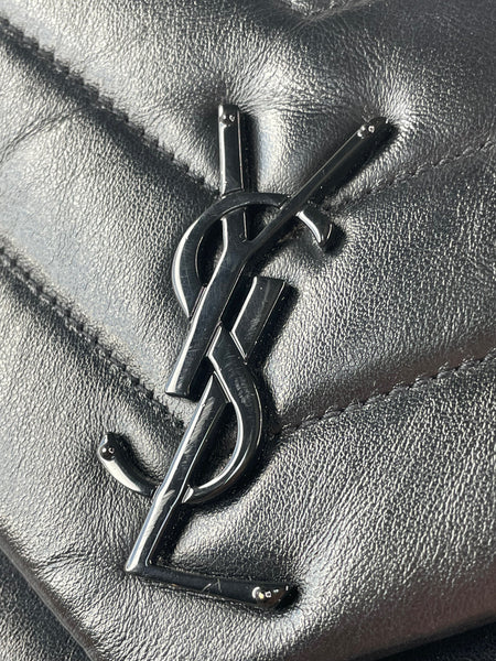 SAINT LAURENT Black Small Loulou Matelassé Leather Crossbody/Shoulder Bag