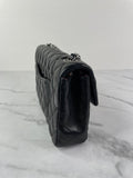 CHANEL Black Lambskin Quilted East West Flap Shoulder Bag