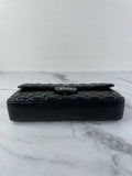 CHANEL Black Lambskin Quilted East West Flap Shoulder Bag