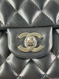 CHANEL Black Lambskin Quilted East West Flap Shoulder Bag