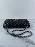 CHANEL Black Lambskin Quilted East West Flap Shoulder Bag