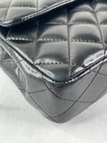 CHANEL Black Lambskin Quilted East West Flap Shoulder Bag