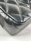 CHANEL Black Lambskin Quilted East West Flap Shoulder Bag