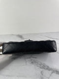 CHANEL Black Lambskin Quilted East West Flap Shoulder Bag