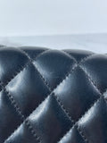 CHANEL Black Lambskin Quilted East West Flap Shoulder Bag