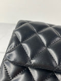 CHANEL Black Lambskin Quilted East West Flap Shoulder Bag