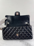 CHANEL Black Lambskin Quilted East West Flap Shoulder Bag