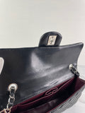 CHANEL Black Lambskin Quilted East West Flap Shoulder Bag