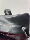 CHANEL Black Lambskin Quilted East West Flap Shoulder Bag