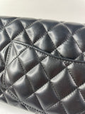 CHANEL Black Lambskin Quilted East West Flap Shoulder Bag