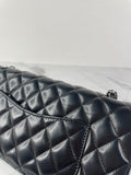 CHANEL Black Lambskin Quilted East West Flap Shoulder Bag