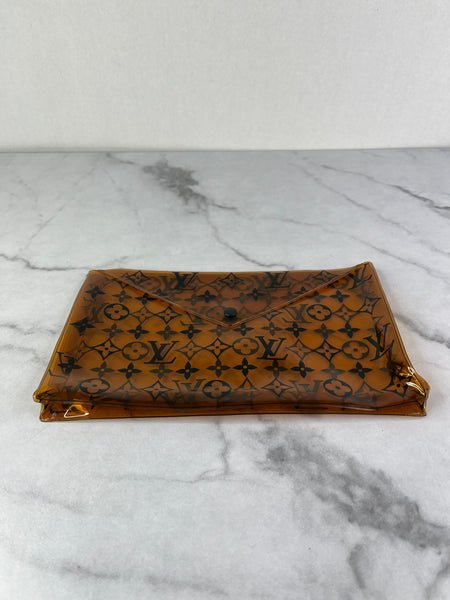 LOUIS VUITTON Orange/Black PVC Monogram Printed Envelope Pouch