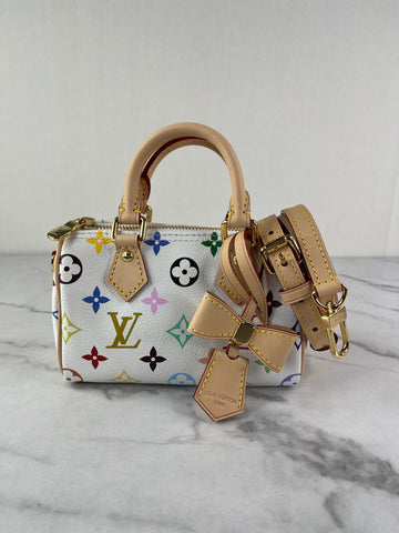 LOUIS VUITTON Multicolore Blanc LV x TM Nano Speedy