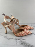 FENDI Pink FF Zucca Colibrì Lite Chenille Slingback Pumps Size 38.5