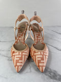 FENDI Pink FF Zucca Colibrì Lite Chenille Slingback Pumps Size 38.5