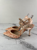 FENDI Pink FF Zucca Colibrì Lite Chenille Slingback Pumps Size 38.5