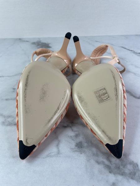 FENDI Pink FF Zucca Colibrì Lite Chenille Slingback Pumps Size 38.5