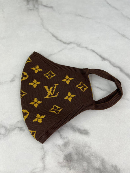 LOUIS VUITTON Monogram Brown Knit Face Mask