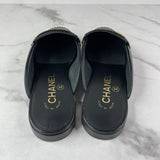 CHANEL Black Lambskin Pearl CC Mules Size 36