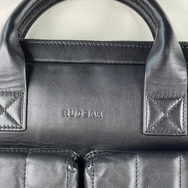 Rudsak Unisex “GEO” Black Leather Briefcase
