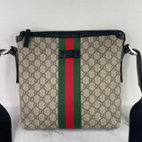 GUCCI Unisex Black GG Supreme Monogram Web Messenger Crossbody/Shoulder Bag