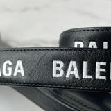 BALENCIAGA Black/White Logo Flat Sandals Size 36