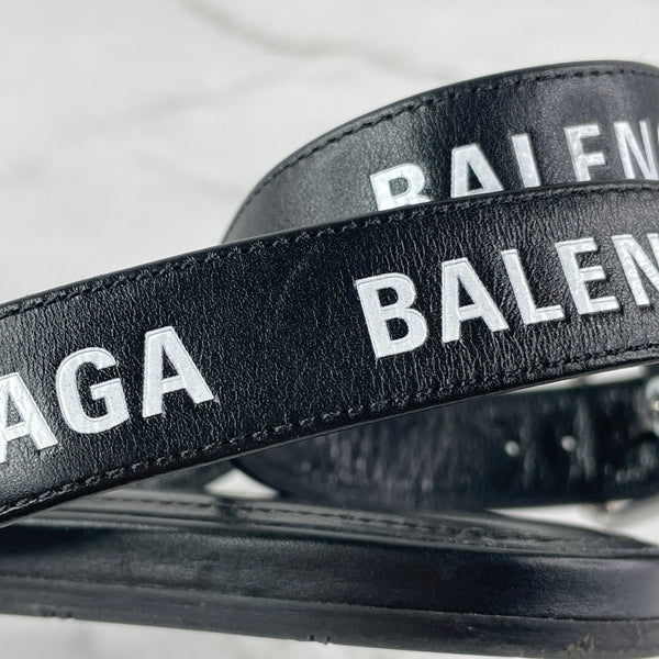 BALENCIAGA Black/White Logo Flat Sandals Size 36