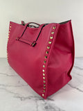 Valentino Fuchsia Pink Rockstud Shoulder Tote Bag