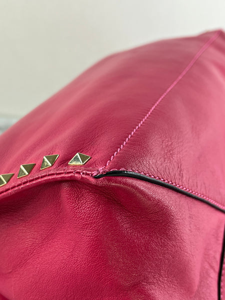 Valentino Fuchsia Pink Rockstud Shoulder Tote Bag
