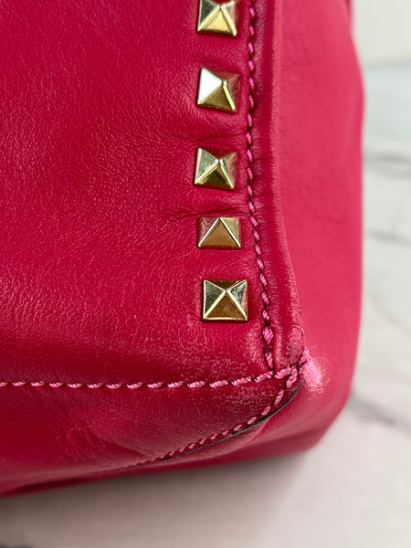 Valentino Fuchsia Pink Rockstud Shoulder Tote Bag