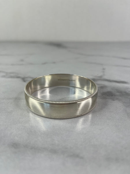 TIFFANY & CO. Sterling Silver Beaded Edge Milgrain Bangle Bracelet