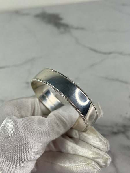 TIFFANY & CO. Sterling Silver Beaded Edge Milgrain Bangle Bracelet