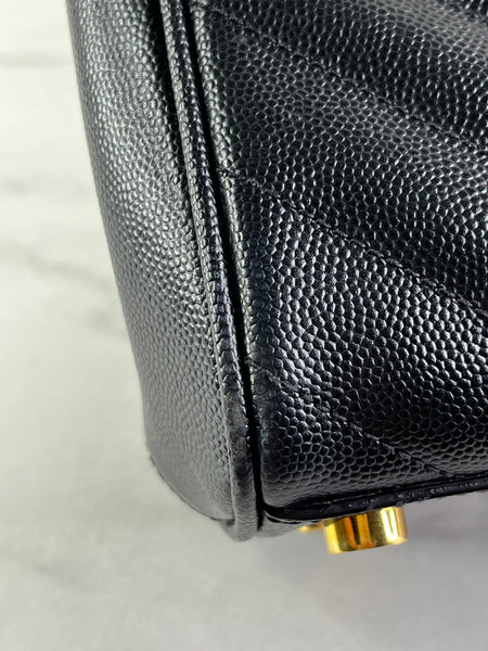 SAINT LAURENT Black Grain De Poudre Matelasse Chevron Monogram Shopping Tote Shoulder Bag