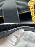 SAINT LAURENT Black Grain De Poudre Matelasse Chevron Monogram Shopping Tote Shoulder Bag
