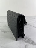 SAINT LAURENT BLACK GRAIN DE POUDRE LEATHER CASSANDRE ENVELOPE CHAIN WALLET Crossbody/Shoulder Bag