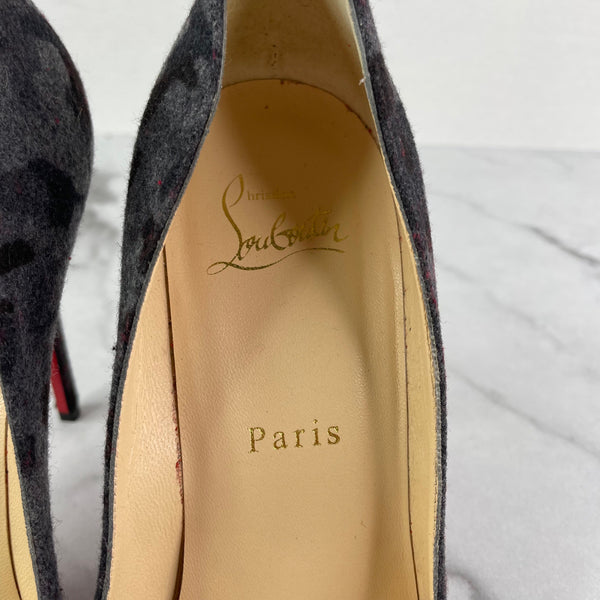 Christian Louboutin Black/Grey Flanelle Camouflage Pigalle Follies Pumps Size 37