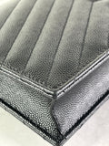 SAINT LAURENT BLACK GRAIN DE POUDRE LEATHER CASSANDRE ENVELOPE CHAIN WALLET Crossbody/Shoulder Bag