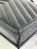 SAINT LAURENT BLACK GRAIN DE POUDRE LEATHER CASSANDRE ENVELOPE CHAIN WALLET Crossbody/Shoulder Bag