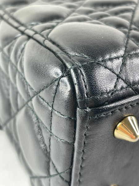 CHRISTIAN DIOR Black Lambskin Cannage Small Lucky Badges My Lady Dior Shoulder/Crossbody Bag