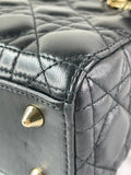CHRISTIAN DIOR Black Lambskin Cannage Small Lucky Badges My Lady Dior Shoulder/Crossbody Bag